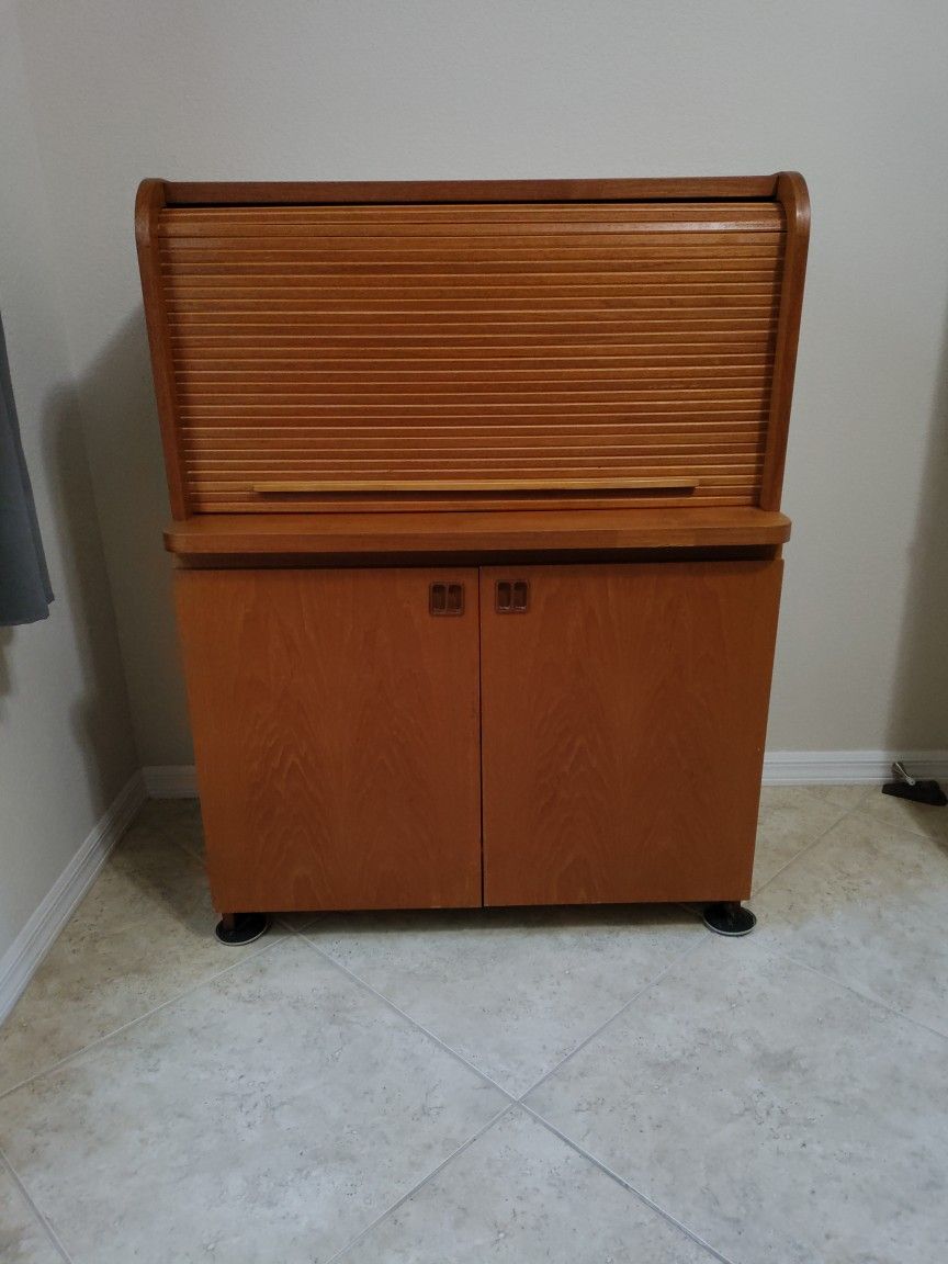 Danish Teakwood Roll Top Desk 