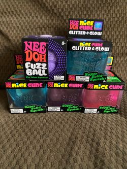 Needoh Nee doh fuzz ball, glitter ice cube regular ice cube