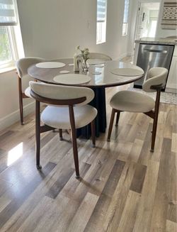 CB2 Round Dining Table with 4 Chairs