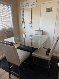 Glass Top Dining Table with 4 Chairs
