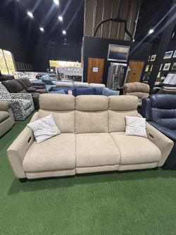 beige Automatic Recliner Tan Couch Sofa 