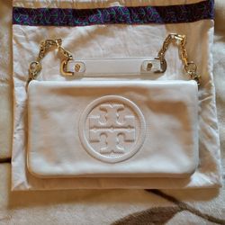 Tory Burch Clutch Or Shoulder Bag With Gold Chain
