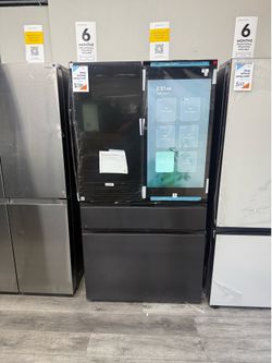 Samsung - 36 in. Wide Bespoke 29 cu. ft. 4-Door French Door Refrigerator with AI Family Hub+ - Charcoal Glass & Matte Black ✔️