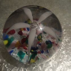 White Lily Glass Paper Weight