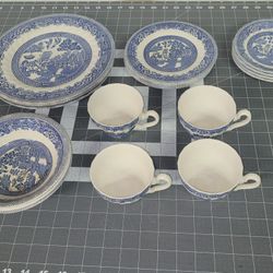 18 Ps Set Old Willow Myott China Antique