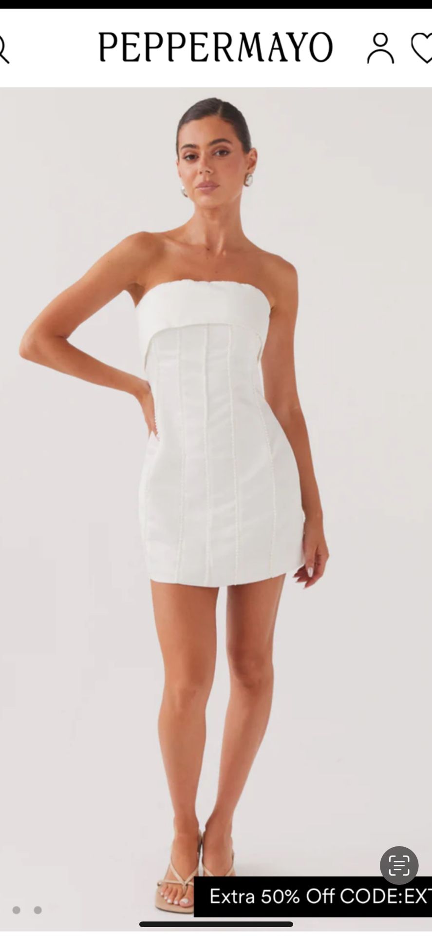 White Tube Dress With Pearls