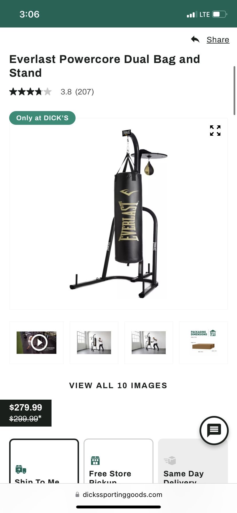 Everlast Punch Bag With Stand