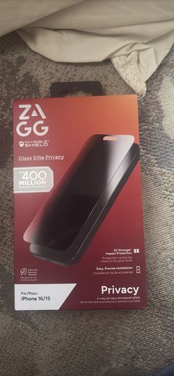 ZAGG InvisibleShield Glass Elite Privacy Screen Protector for iPhone 16/15
