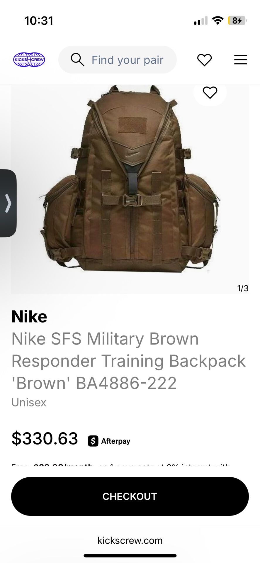  Nike SFS Responder Training Backpack Military Brown