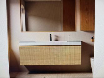 New 42" Bathroom Vanity with Sink, Floating Vanity with Resin Countertop