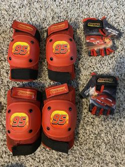 Kids Disney Cars Protective Bike Gear Elbow/Knee Pads & Gloves Set/ Excellent Condition
