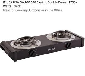 IMUSA Electric Double Burner, Black
