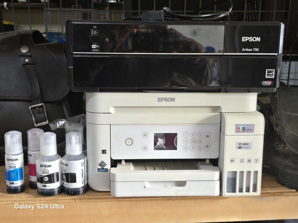 2 Epson Printers Eco Tank 3850 &Artisan 730