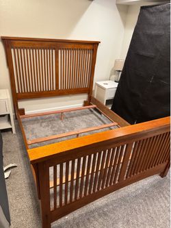 Solid Wood Queen  Bed Frame and Side Table