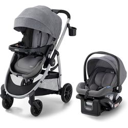 Graco Modes Pramette Travel System | Stroller & Car Seat Combo | 3-in-1 Stroller Modes | Includes Graco SnugRide 35 Infant Car Seat | Ellington