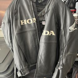 Leather Motorcycle Jacket Honda Size 44