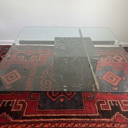 Vintage Coffee Table Marble & Glass Top Artedi