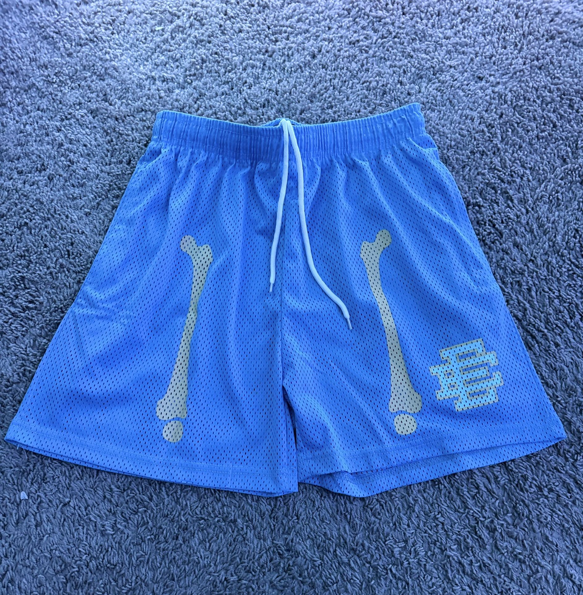 Blue skeleton EE shorts