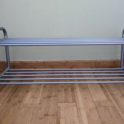 Ikea Logga 2 Tier Metal SHOE RACK Silver Assembled for Sale in