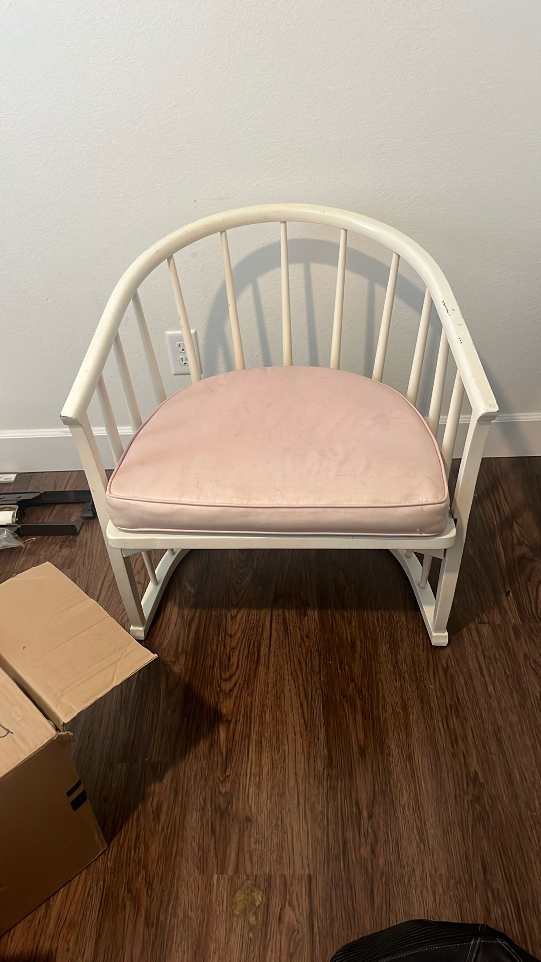 White Solid Wood Chair Pink Cushion