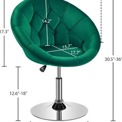 Living Room Vanity Chair Makeup Chair Velvet Round Tufted Back Swivel Accent Chair with Chrome Frame Height Adjustable for Living Room, Makeup Room, B