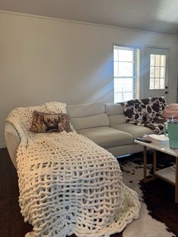 White Fabric Sectional Sofa