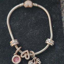 Authentic Pandora Bracelet With Charms