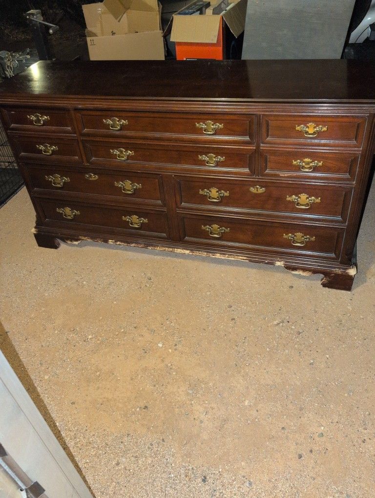 Dresser Sturdy, Has Some Wear And Tear From Dog Biting On Bottom.