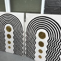 Set of 2 Modern Abstract Wall Art Canvases