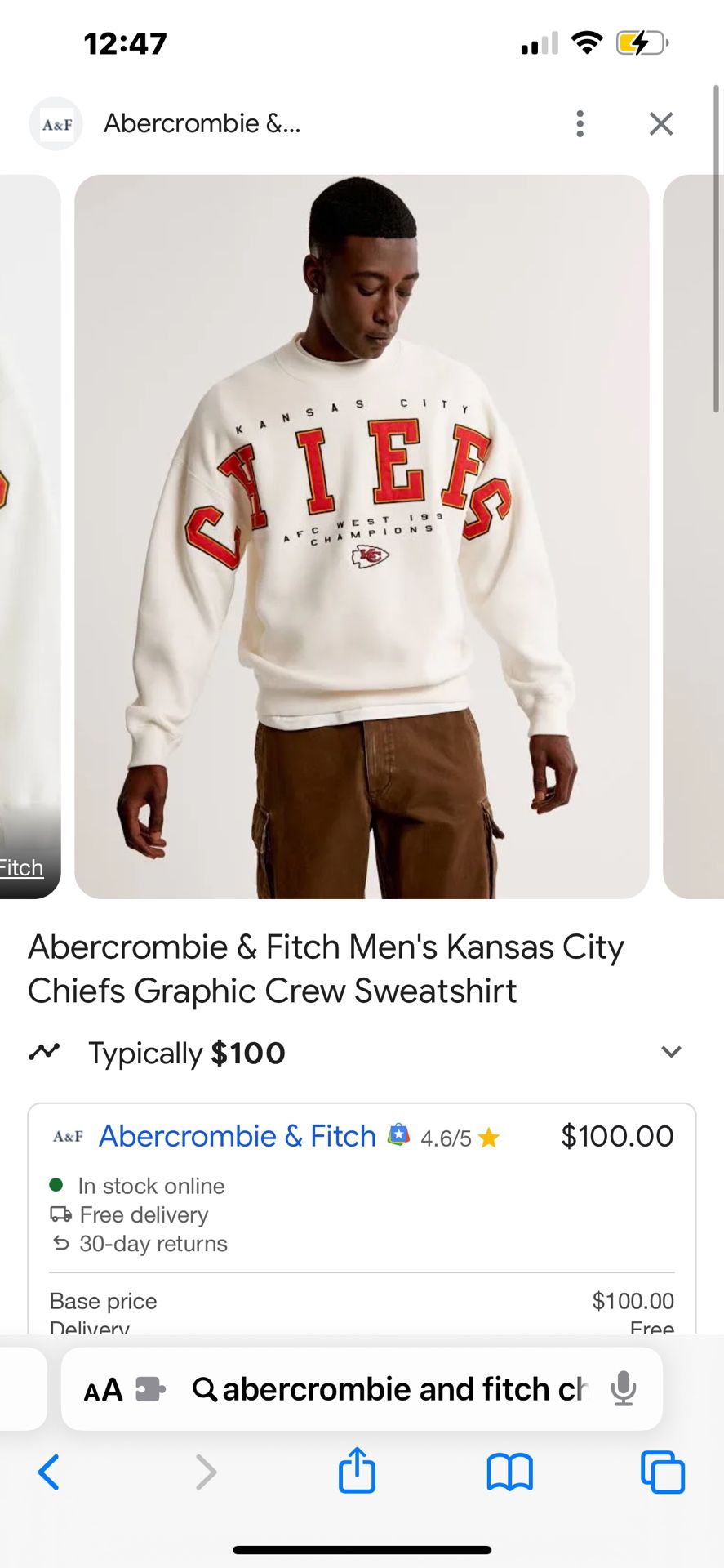 Abercrombie & Fitch Chiefs Sweater