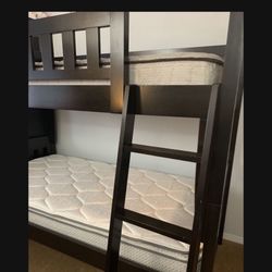 3 In 1: Twin Over Twin Bunk Bed, 2 Mattresses, 2 Mattress Covers 