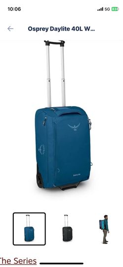 Retail $250 Osprey Daylight 40L Wheeled Carry On Collapsible Ruffle Bag Blue