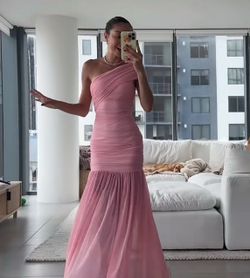 NWOT SMALL, One-Shoulder Ruched Maxi Dresses $35 each available in light blue and pink , only  for $35 each, if you buy both $60.