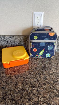 Bento style OMIE lunch Box with Pottery Barn Kids Lunch bag