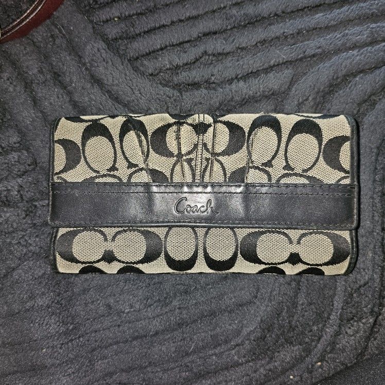 Vintage Coach Signature Fabric Leather Wallet