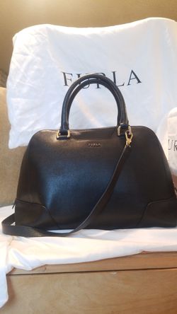 Furla Black Saffiano Leather Satchel Style Hand Bag