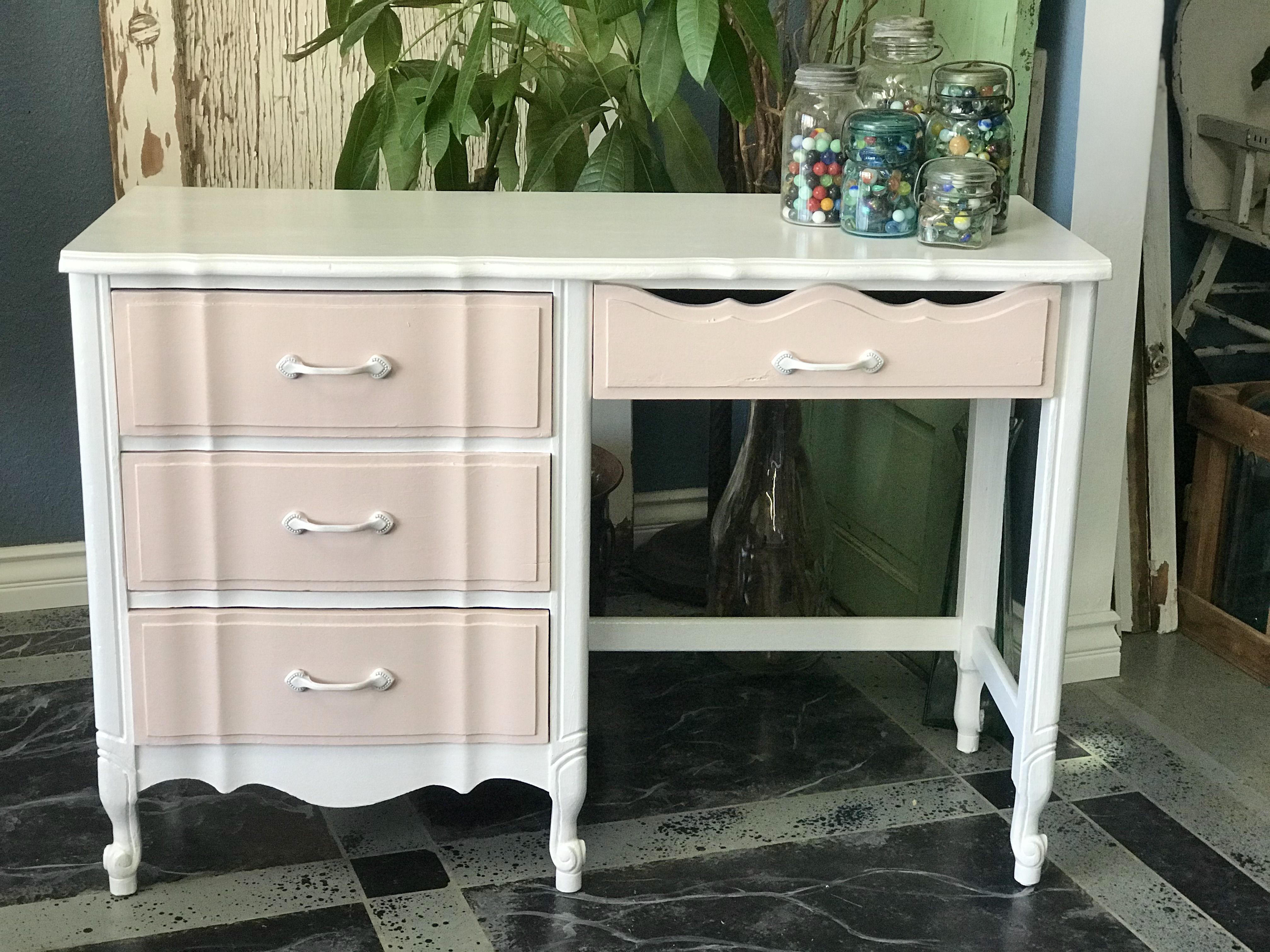 Pink and White French Provincial Desk