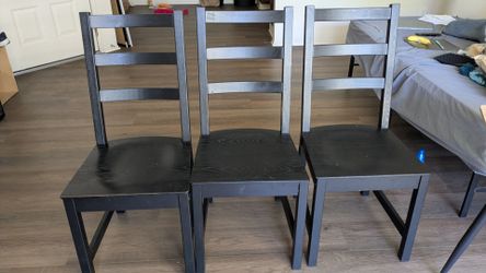 3 IKEA NORDVIKEN Chairs, black