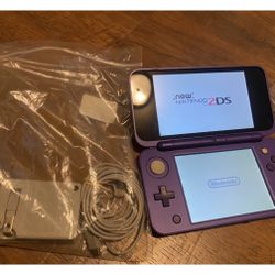 New Nintendo 2DS XL - Purple + Silver Game Conlose-used Like New- No Trade