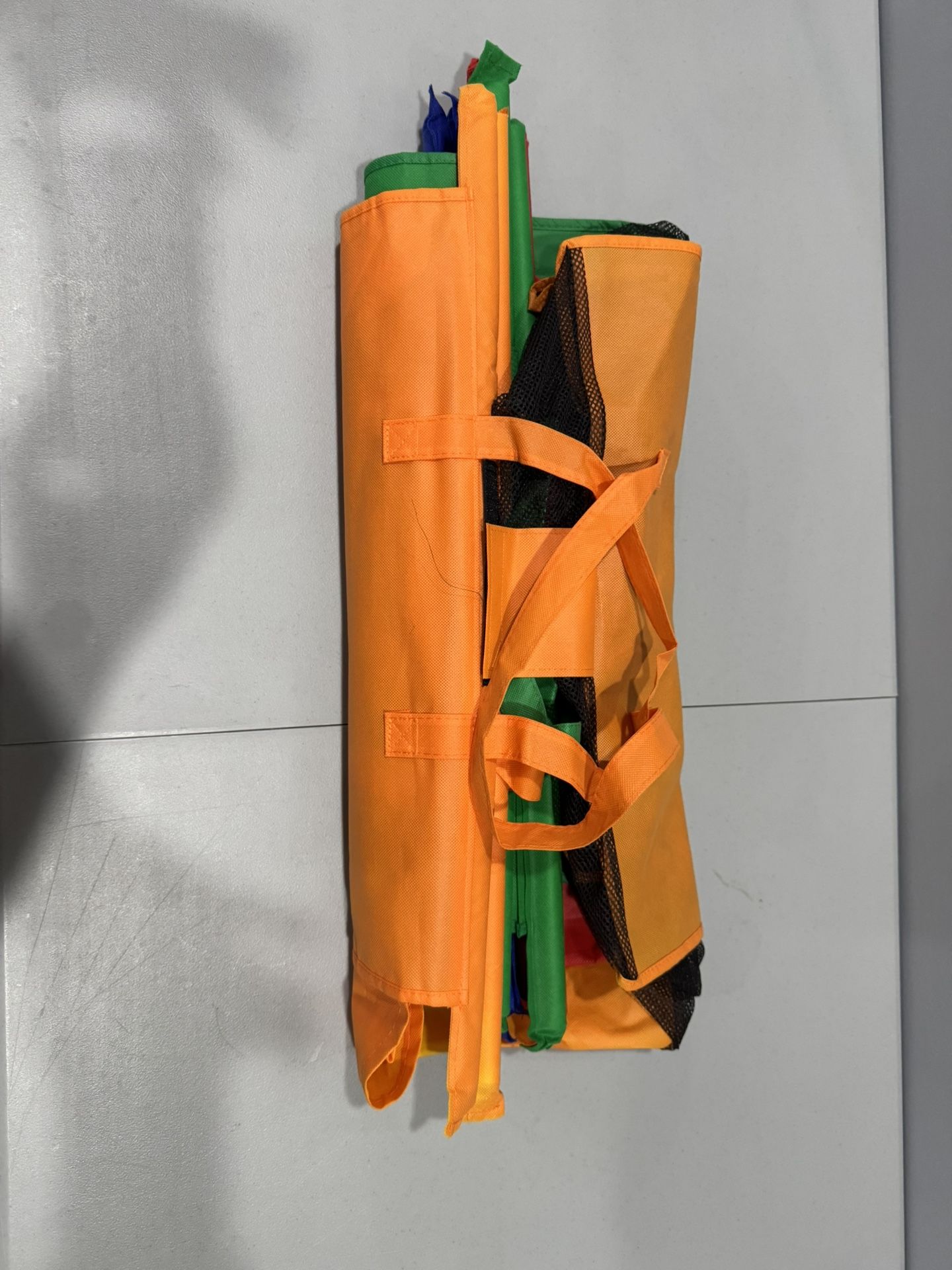 Reusable Shopping Bags (Set of 4) for Grocery Cart Multi-use Tote Bags (Orange, Green, Red, Blue)