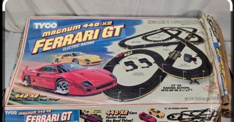 Tyco Magnum 440-X2 Ferrari GT Electric Slot Car Racing Set.