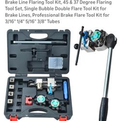 Brake Line Flaring Tool Kit, 45 & 37 Degree Flaring Tool Set, Single Bubble Double Flare Tool Kit for Brake Lines, Professional Brake Flare Tool Kit 