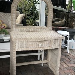 Wicker Vanity Or Desk