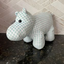 Manhattan Toy Co Hippo Stuffed Animal - Blue & White Checked - 8.5 inch