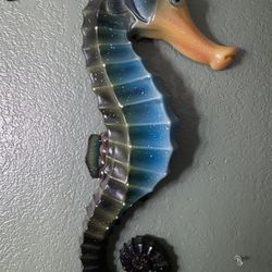 Blue Seahorse Wall Art