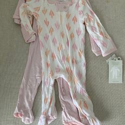 Cloud Island 2 Pack Bodysuits In A Printed Pink And Light Pink For Sleep And Play!  In Size For New Borns!