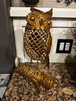 Gold Metal Owl Decorative Sculpture