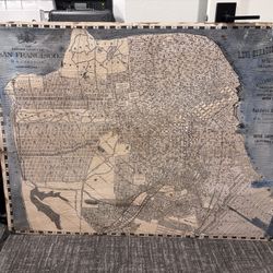 Vintage San Francisco Map on Wood Board