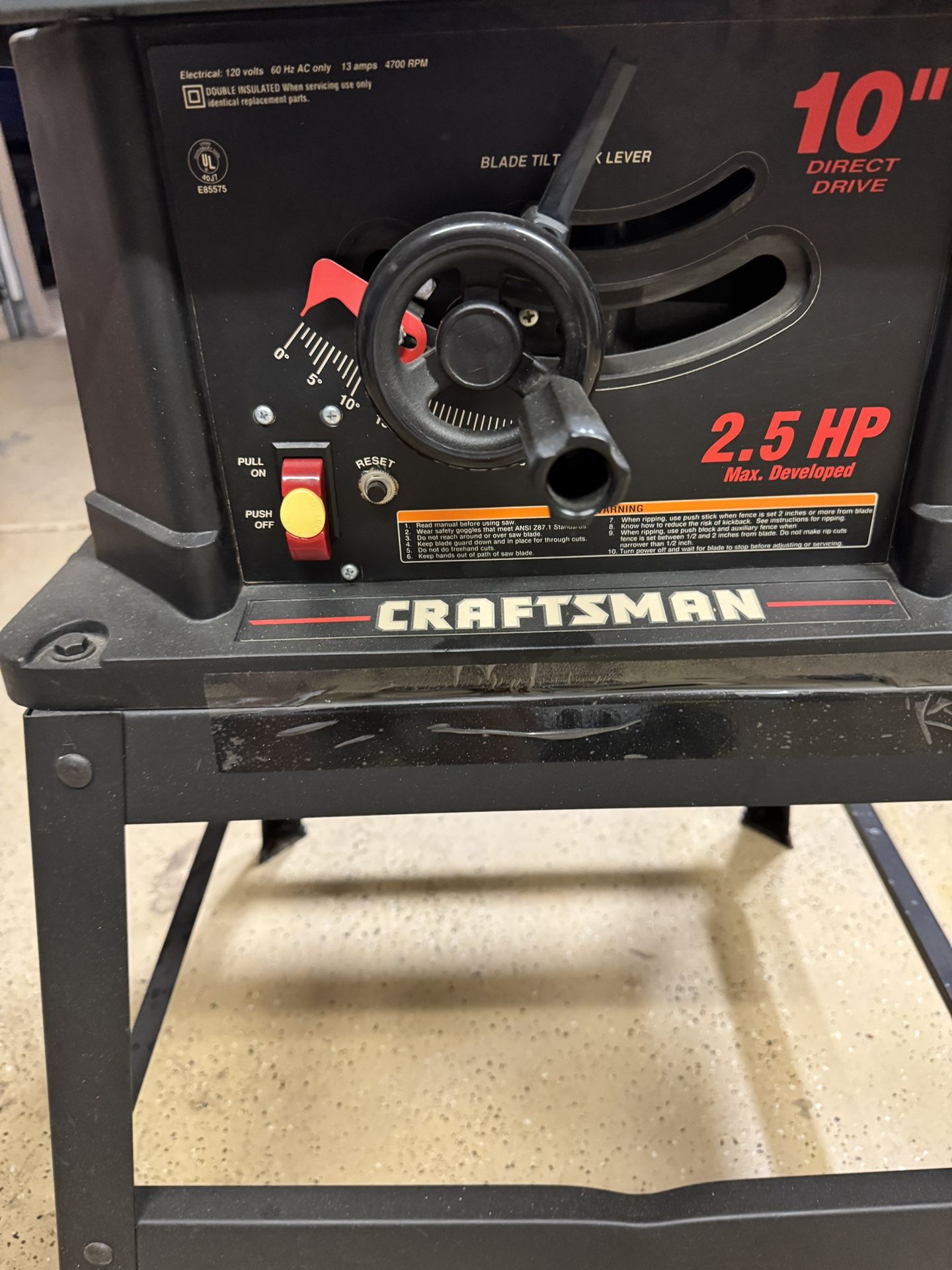 Craftsman 2.5 HP Table Saw