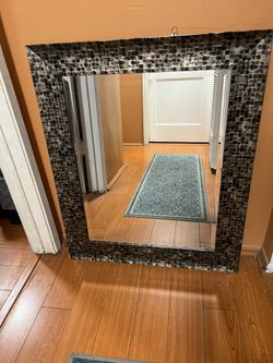 Rectangular Brown Brass Grey Mirror